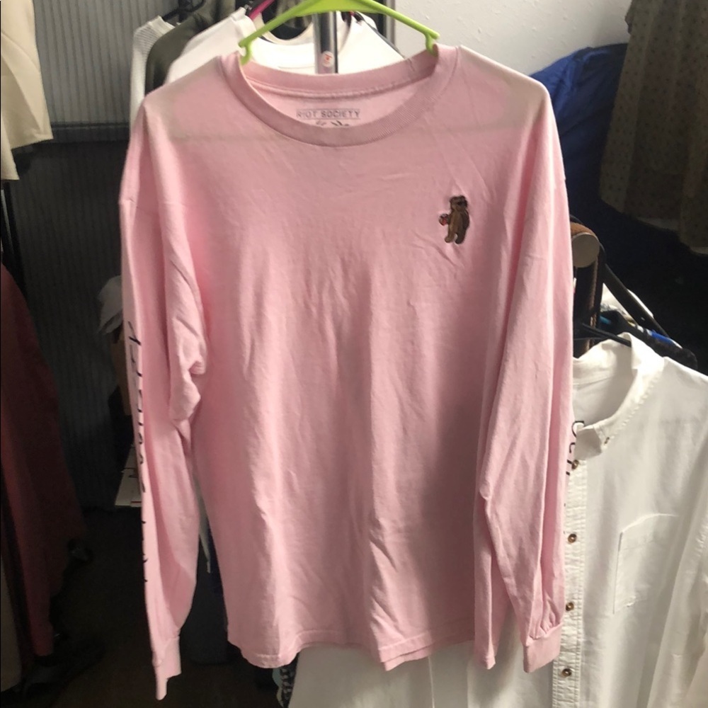 Riot Society Pink Long Sleeve Tee